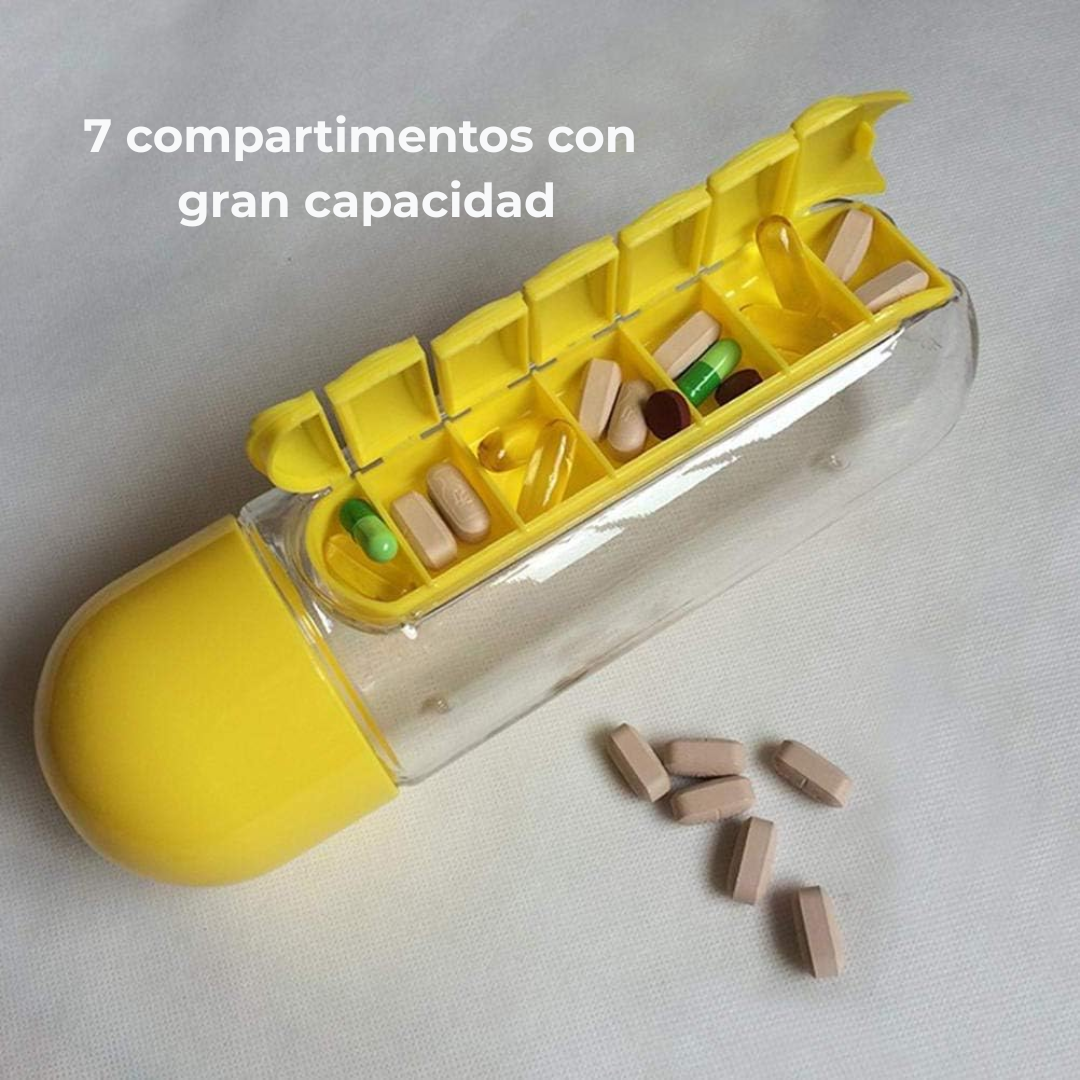 Botella con Pastillero Semanal Extraíble