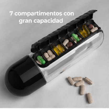 Water Bottle with Removable Weekly Pill Organizer
