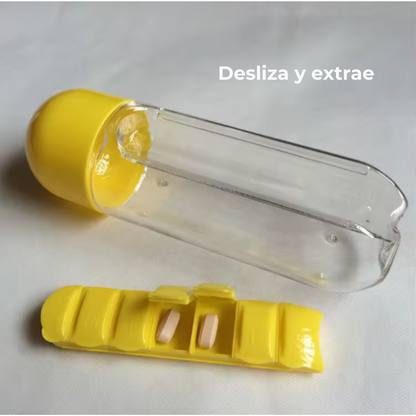 Botella con Pastillero Semanal Extraíble