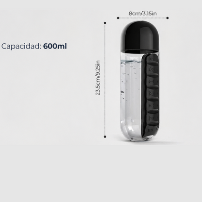 Water Bottle with Removable Weekly Pill Organizer