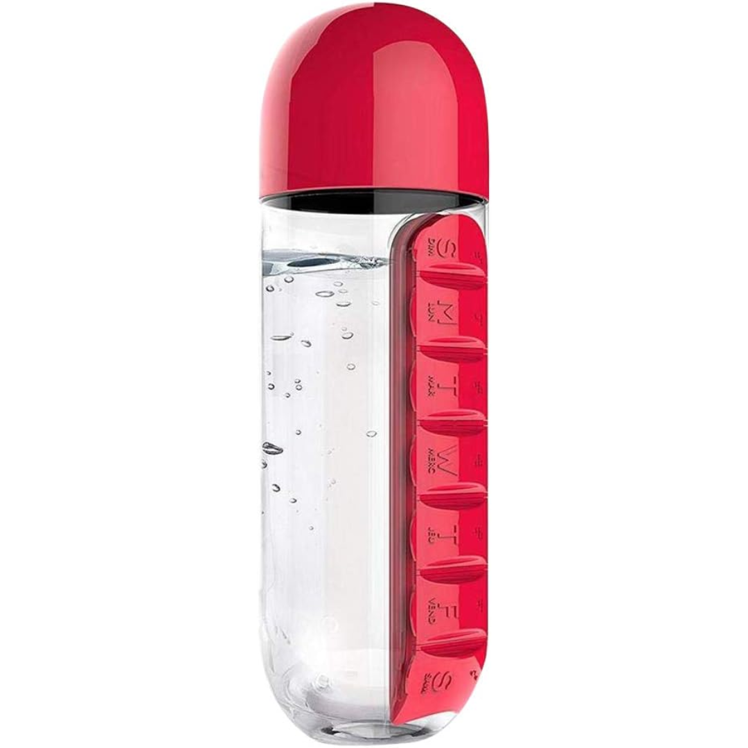 Botella con Pastillero Semanal Extraíble