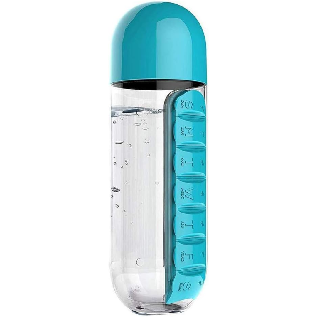 Botella con Pastillero Semanal Extraíble